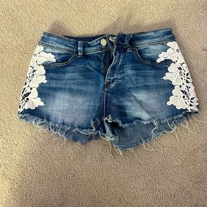 Lace jean shorts